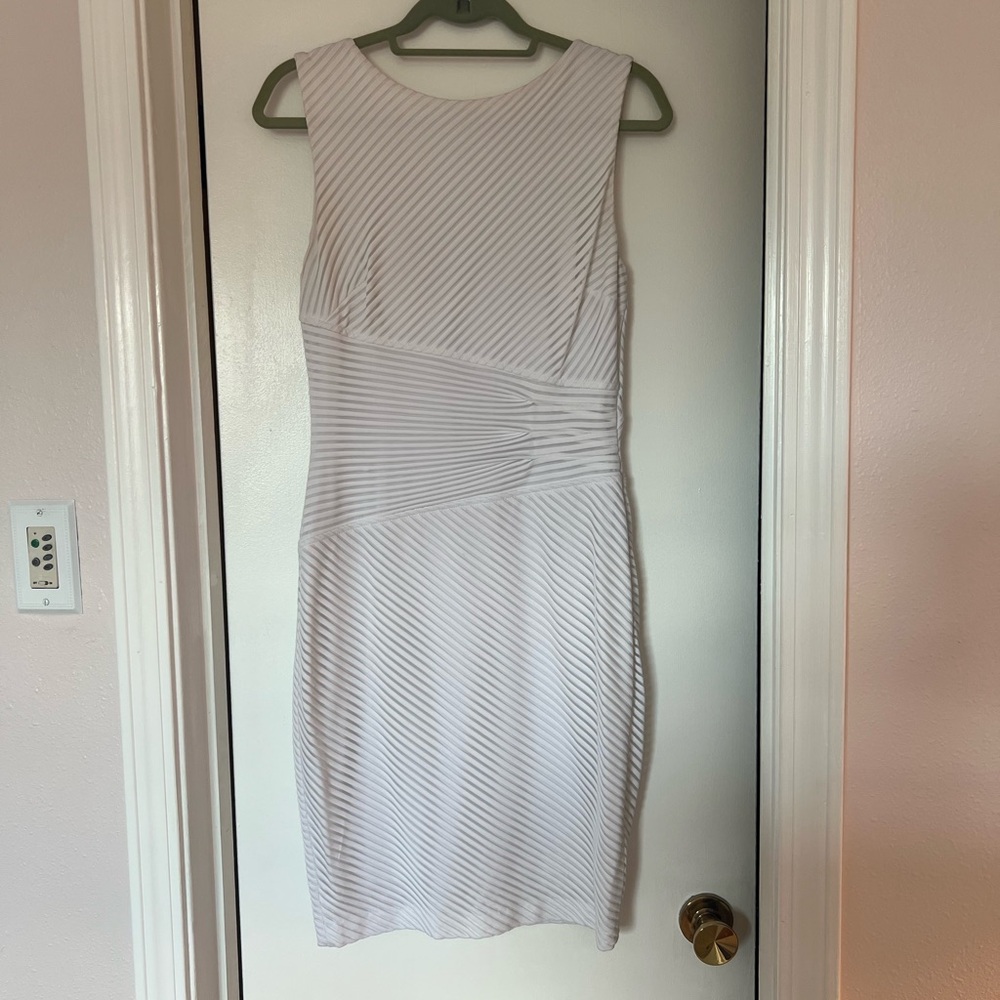 Cache White Textured Midi Dress